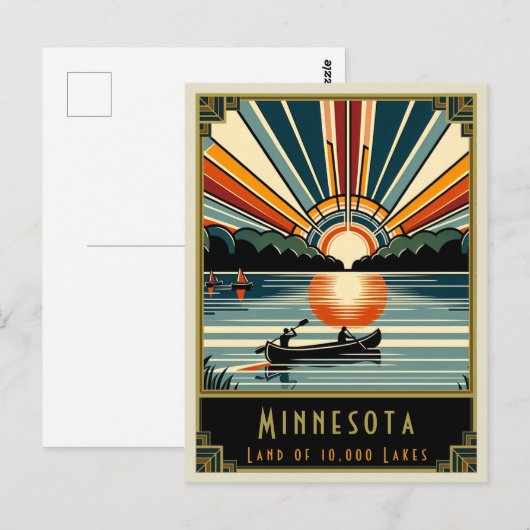 Minnesota | Art. Deco Briefkaart (Voorkant / Achterkant)