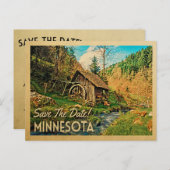 Minnesota bespaart de datum van de roestelijke Bos Aankondigingskaart (Voorkant / Achterkant)