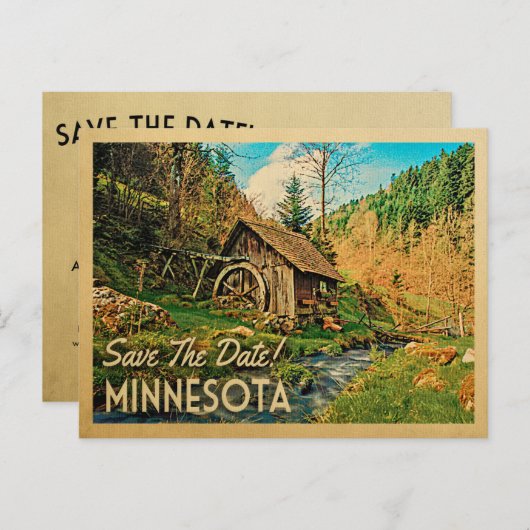 Minnesota bespaart de datum van de roestelijke Bos Aankondigingskaart (Voorkant / Achterkant)