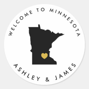 Minnesota Bruiloft Welkom Sticker Label, Zwart, Go