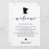 Minnesota bruiloft welkomstbrief en reisschema Kaa Programmakaart (Voorkant / Achterkant)