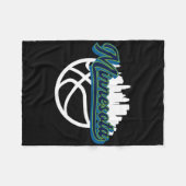 Minnesota  Bysketbyll Script City Skyline F Fleece Deken (Voorkant (Horizontaal))