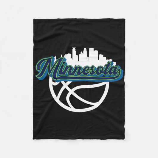 Minnesota  Bysketbyll Script City Skyline F Fleece Deken (Voorkant)