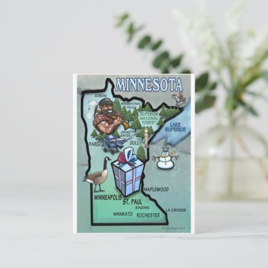 Minnesota Cartoon Map Briefkaart (Staand voorkant)