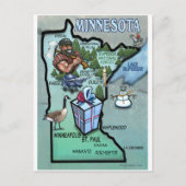 Minnesota Cartoon Map Briefkaart (Voorkant)