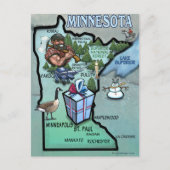 Minnesota Cartoon Map Briefkaart (Voorkant)