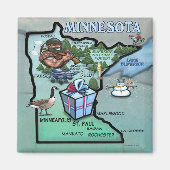 Minnesota Cartoon Map Magneet (Voorkant)