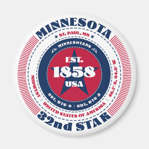 Minnesota Circle Typography Souvenir Magnet