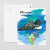 Minnesota Common Loon Waterverf Lake Briefkaart (Voorkant / Achterkant)