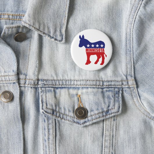 Minnesota Democraat Donkey Ronde Button 5,7 Cm (In situ)