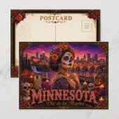Minnesota Día de los Muertos Retro Briefkaart (Voorkant / Achterkant)
