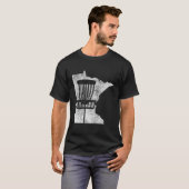 Minnesota Disc Golf State met mand gestresst G T-shirt (Voorkant volledig)