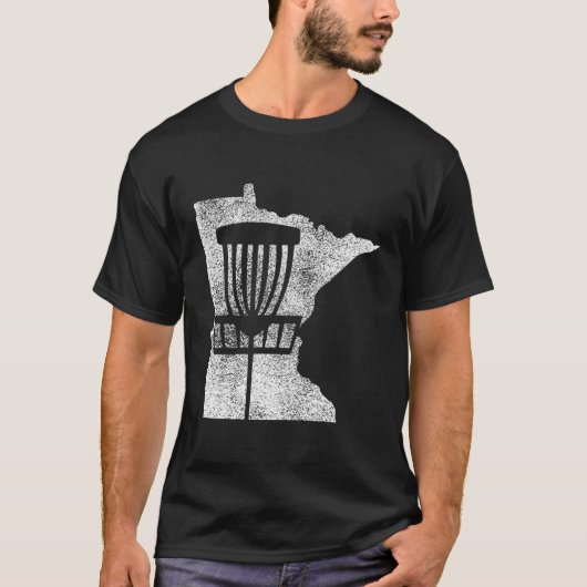 Minnesota Disc Golf State met mand gestresst G T-shirt (Voorkant)