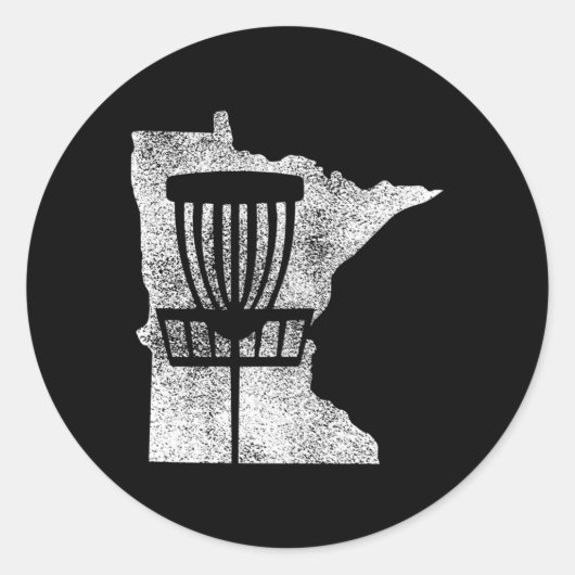 Minnesota Disc Golf State met mand noodlijdend Ronde Sticker (Voorkant)