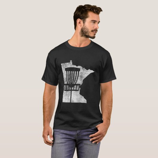Minnesota Disc Golf State With Basket Distressed T-shirt (Voorkant volledig)