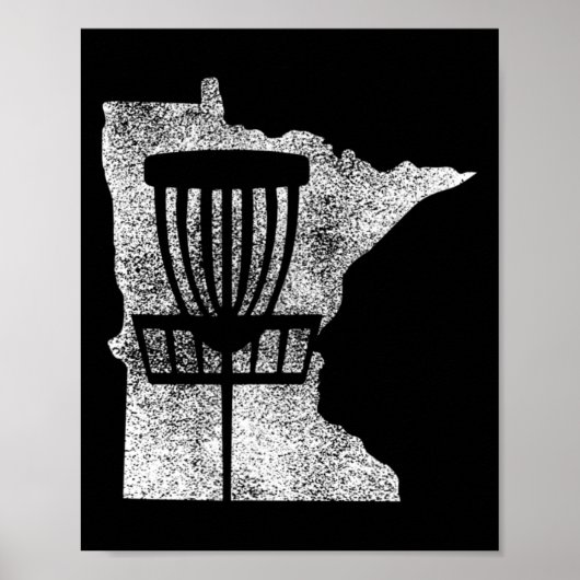 Minnesota Discgolf Staat Met Mandje Bedrukte Grafi Poster (Voorkant)