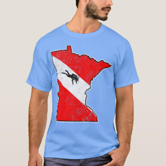 Minnesota Duik Vlag Scuba Duiken State Kaart Duik T-shirt