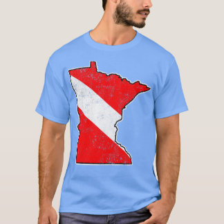 Minnesota Duik Vlag Scuba Duiken State Kaart Duik  T-shirt