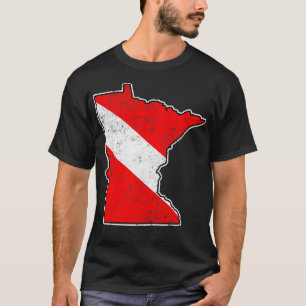 Minnesota Duik Vlag Scuba Duiken State Kaart Duik T-shirt