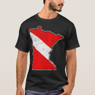 Minnesota Duik Vlag Scuba Duiken State Kaart Duik T-shirt