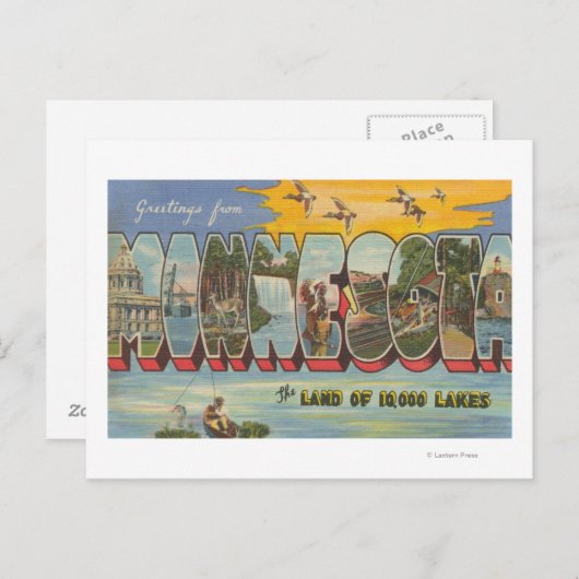 Minnesota (eenden) - Grote letterscènes Briefkaart (Voorkant / Achterkant)