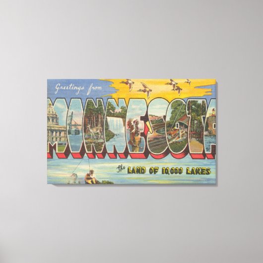 Minnesota (eenden) - Grote letterscènes Canvas Afdruk (Voorkant)