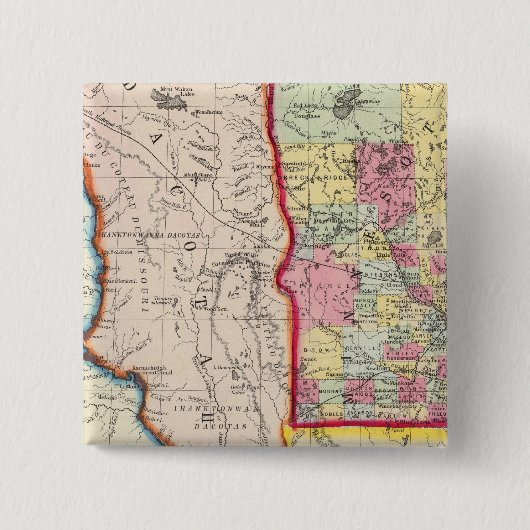 Minnesota en Dacotah Vierkante Button 5,1 Cm (Voorkant)