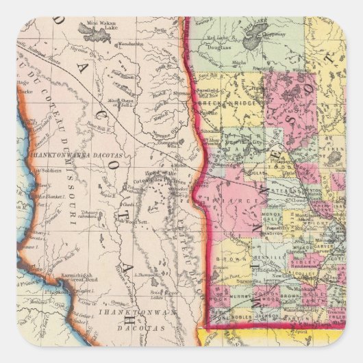 Minnesota en Dacotah Vierkante Sticker (Voorkant)