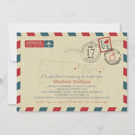 Minnesota en New York Airmail | Vrijgezellenfeest Kaart (Voorkant)