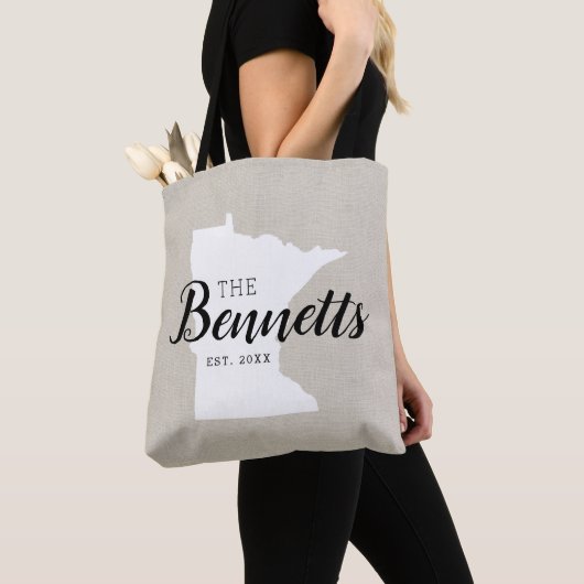 Minnesota Family Monogram State Canvas tas (Dichtbij)