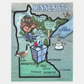 Minnesota Fun Map Fleece Deken (Voorkant)