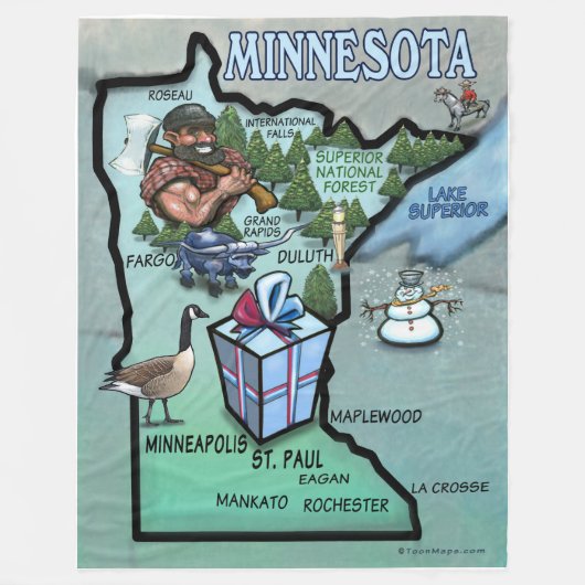 Minnesota Fun Map Fleece Deken (Voorkant)
