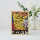 Minnesota Fun Vintage Travel State Kaart jaren 195 (Staand voorkant)