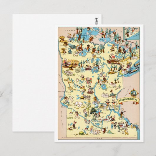 Minnesota Funny Map Briefkaart (Voorkant / Achterkant)