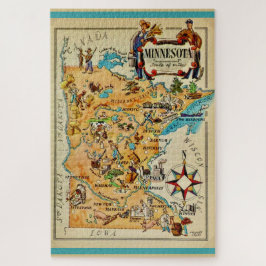 Minnesota geïllustreerde 20x30 kaart legpuzzel