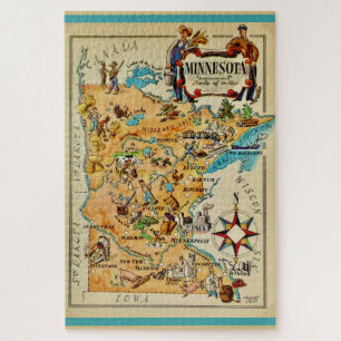 Minnesota geïllustreerde 20x30 kaart legpuzzel