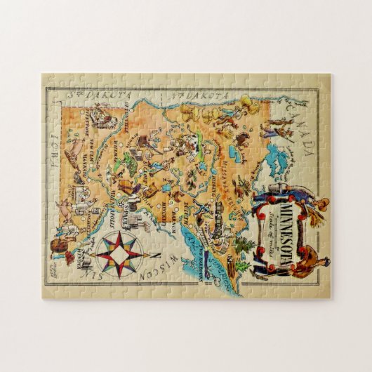Minnesota Geïllustreerde Kaart Jigsaw Puzzel