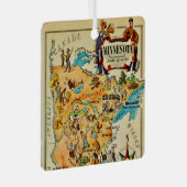 Minnesota geïllustreerde kaart metalen ornament (Voorkant Rechts)