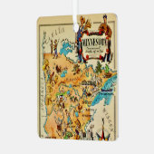 Minnesota geïllustreerde kaart metalen ornament (Voorkant links)