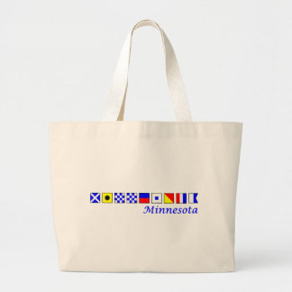 Minnesota, gespeld in alfabet onder nautische vlag grote tote bag