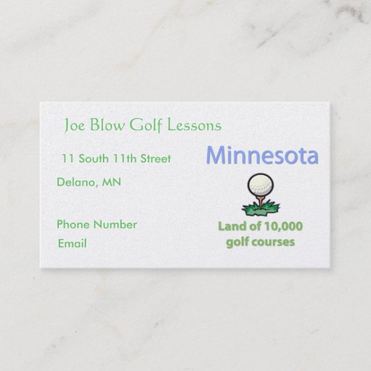 Minnesota Golfer Afsprakenkaartje (Voorkant)