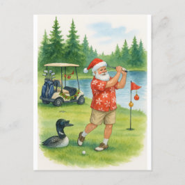 Minnesota Golfer Santa Claus is aan het golfen bij Feestdagenkaart
