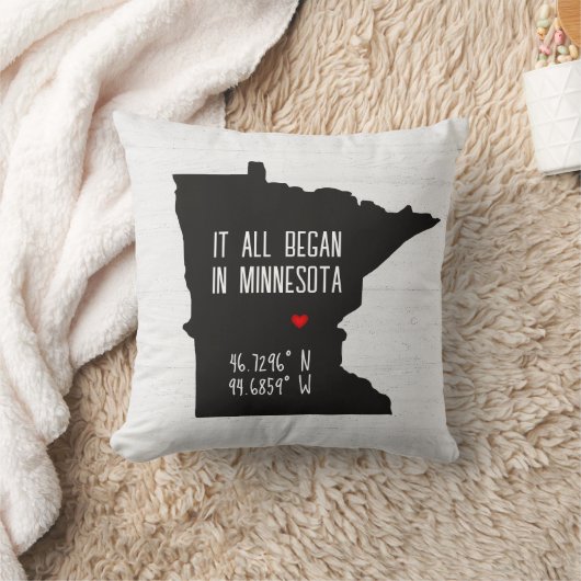 Minnesota GPS-coördinaten met hart Kussen (Deken)