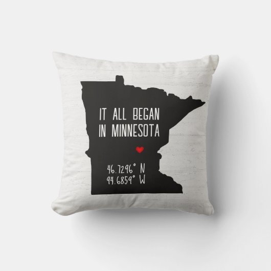 Minnesota GPS-coördinaten met hart Kussen (Voorkant)
