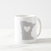Minnesota Gray State Map Vorm met hart Koffiemok (Voorkant rechts)