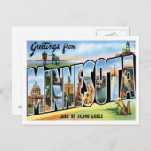 Minnesota Greetings From US States Briefkaart (Voorkant / Achterkant)