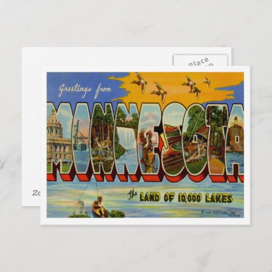 Minnesota Greetings uit de VS Briefkaart (Voorkant / Achterkant)