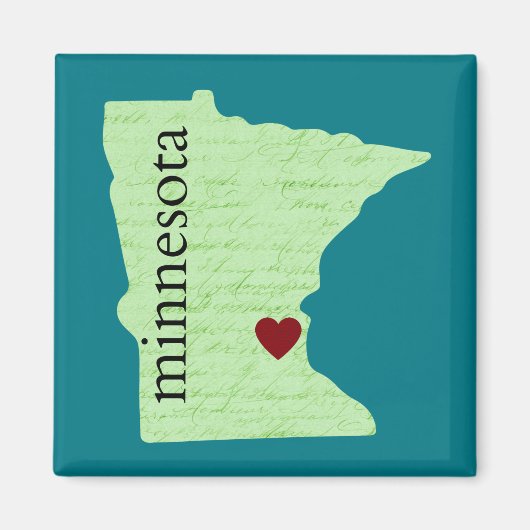 Minnesota - groen, Blauwgroen, hart, thuis Magneet (Voorkant)