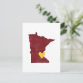 Minnesota Heart briefkaart (maroon) - ! (Staand voorkant)