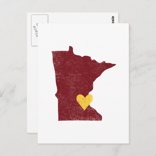Minnesota Heart briefkaart (maroon) - ! (Voorkant / Achterkant)
